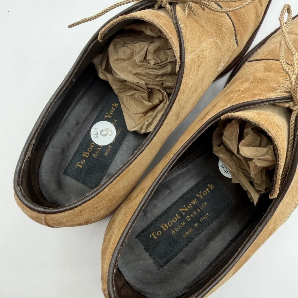 Santoni Suede Derby Straight Tip Shoes Brown Men's, Oxfords Made In Italy